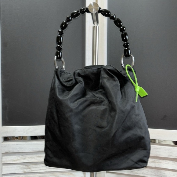 SOLD - Dior Maris Pearl Handle Vintage Nylon Bag,Black11x9,EUC,Callout on bottom - Picture 2 of 14